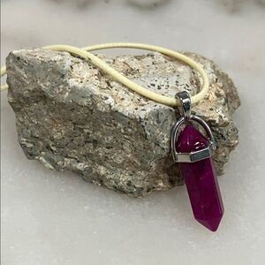 Purple Crackle Quartz Pendant Necklace